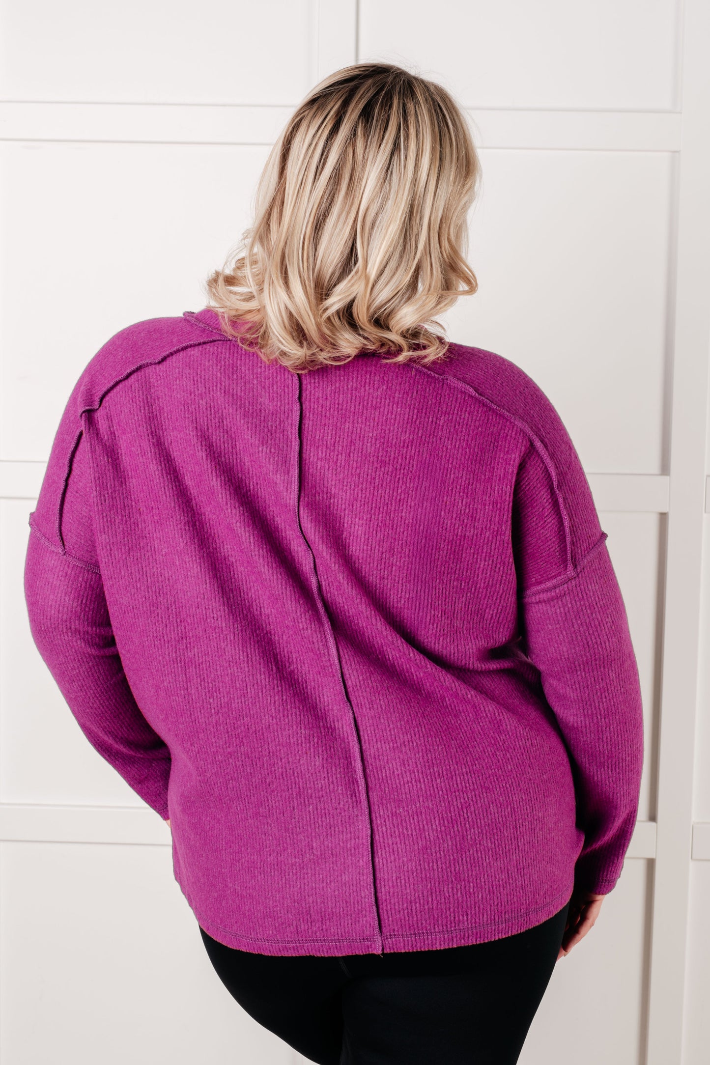 Basic Ribbed Sweater in Light Plum