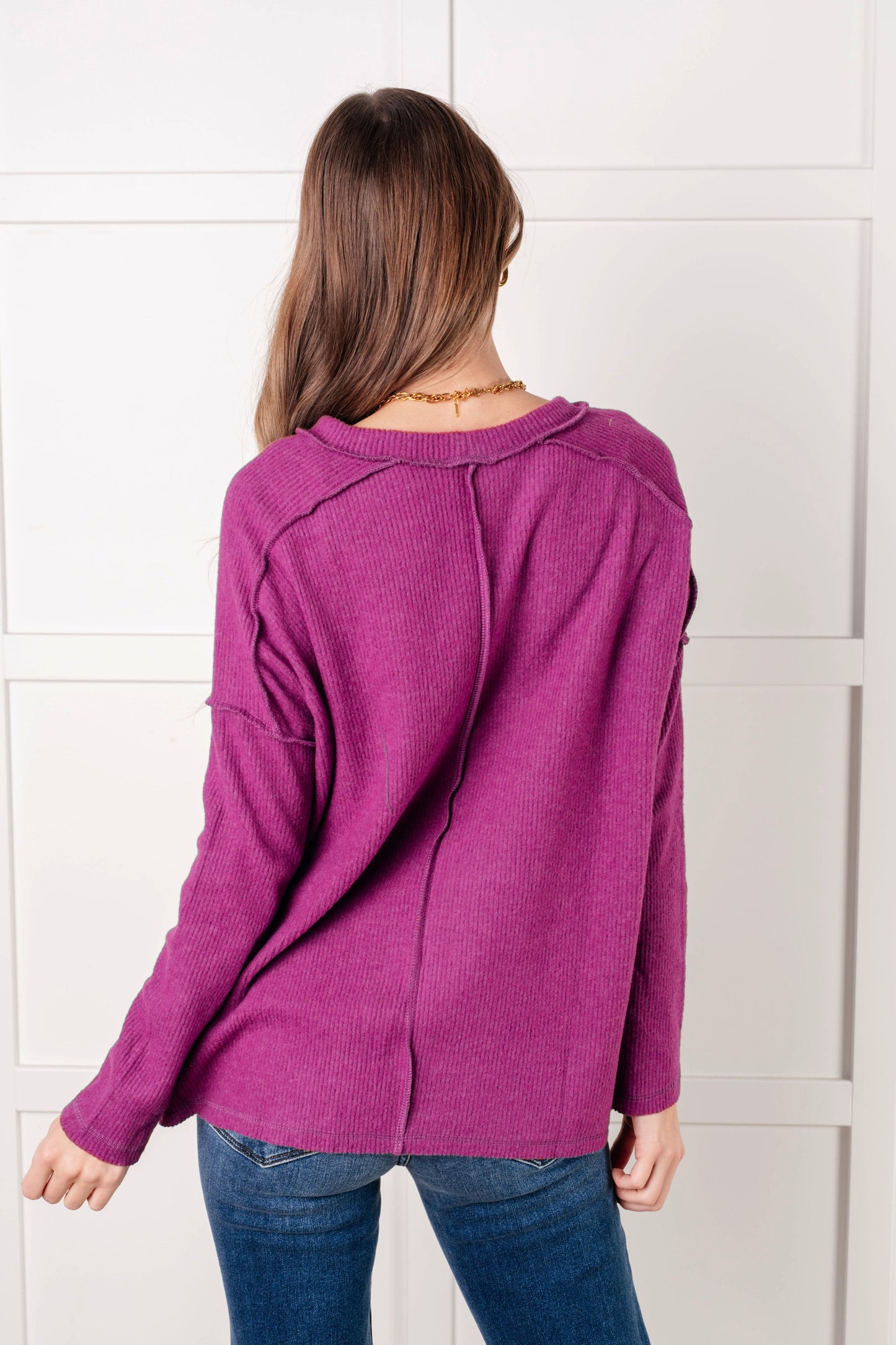Basic Ribbed Sweater in Light Plum