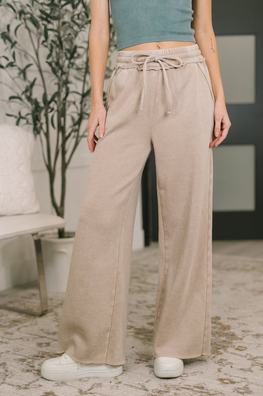 High Waist Palazzo Sweats in Ash Mocha