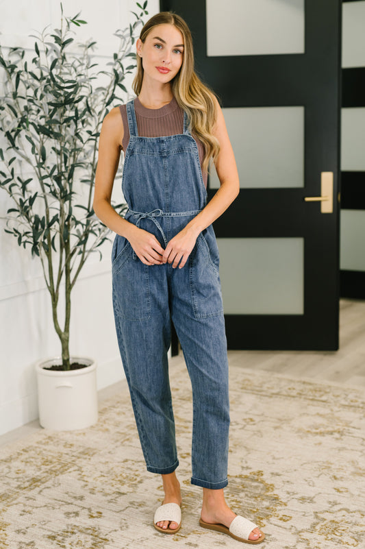 Too Cute to Compute Waist Tie Overalls